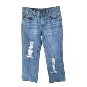 Seven7 Jeans Womens 16 Vintage Straight Distressed Logo Y2K Denim Blue Pants
